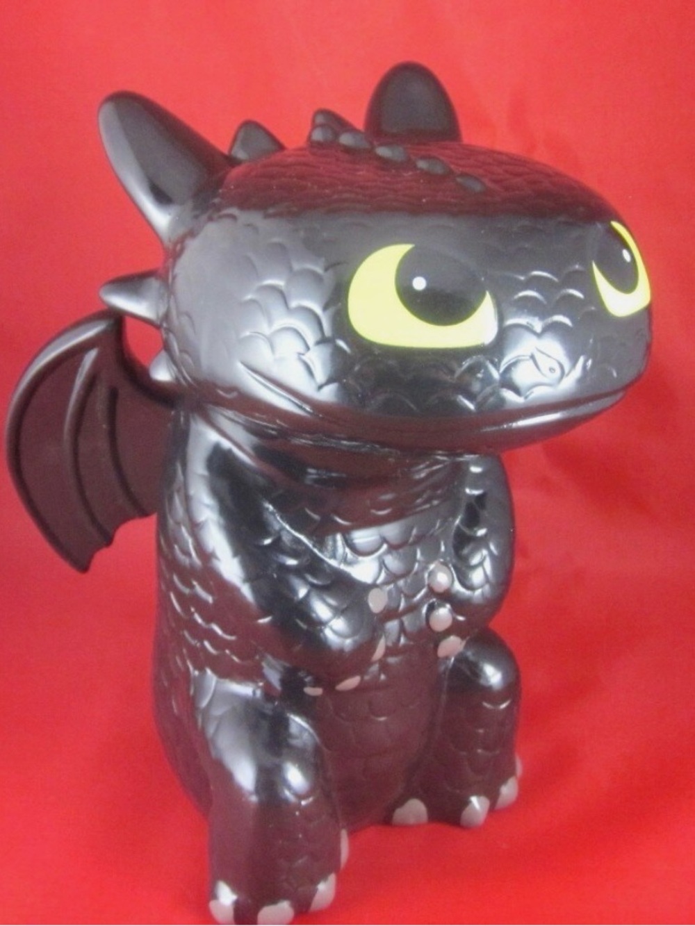 Black Dragon Kids Toy Figure with Yellow Eyes bank